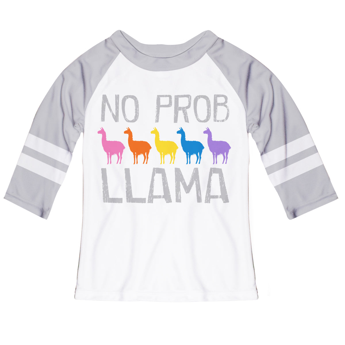White and gray 'No probllama' three quarter sleeve blouse - Wimziy&Co.
