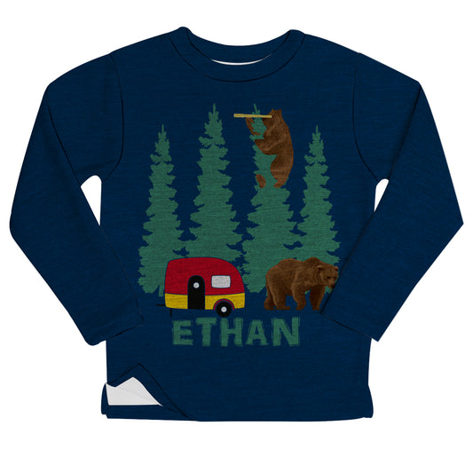 Boys navy bears in the woods fleece sweatshirt with name - Wimziy&Co.