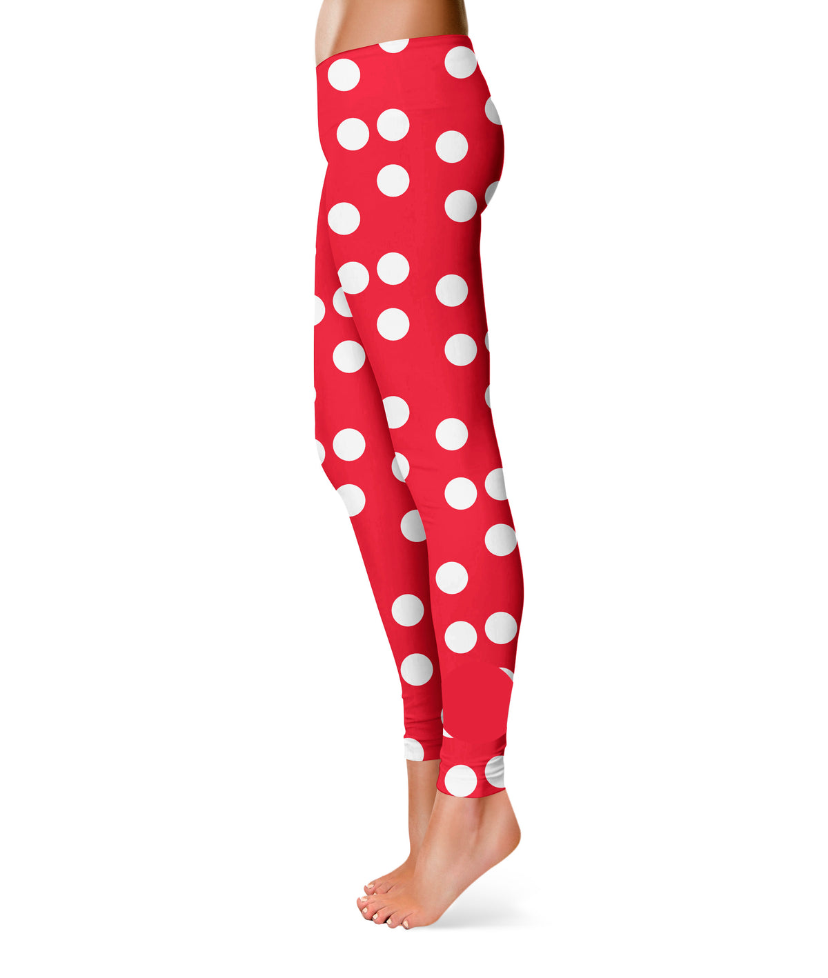 Polka Dots Print Monogram Red Leggings - Wimziy&Co.