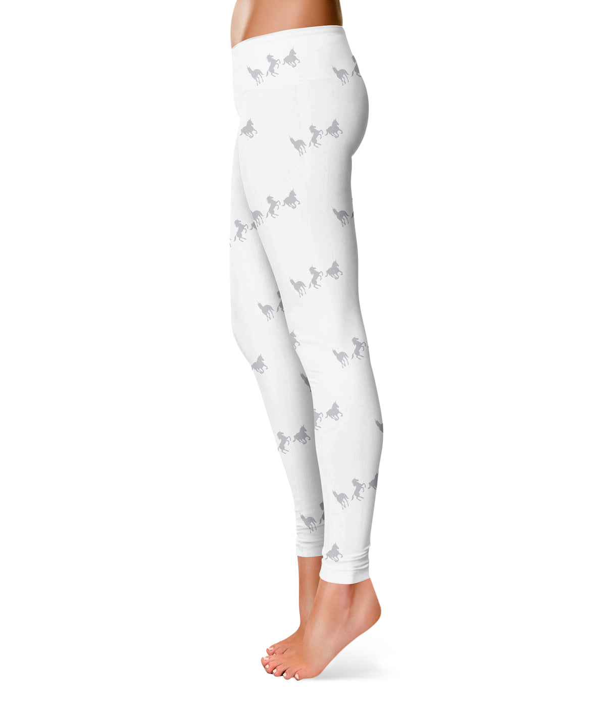 Unicorn And Name Print White Leggings - Wimziy&Co.