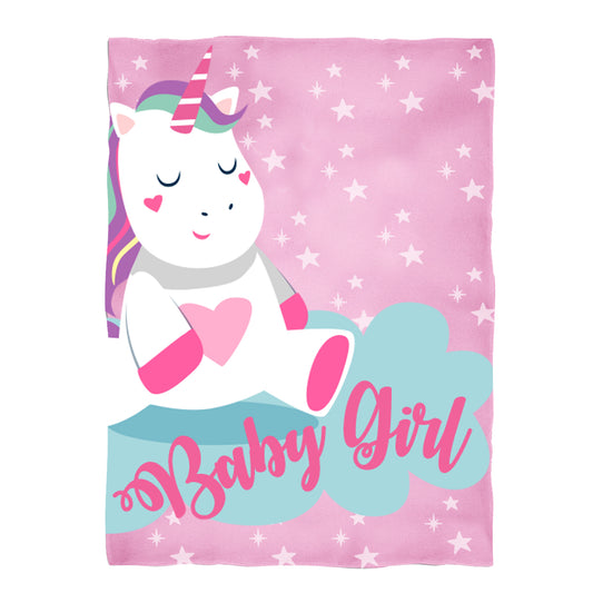 Unicorn baby girl pink minky blanket - Wimziy&Co.