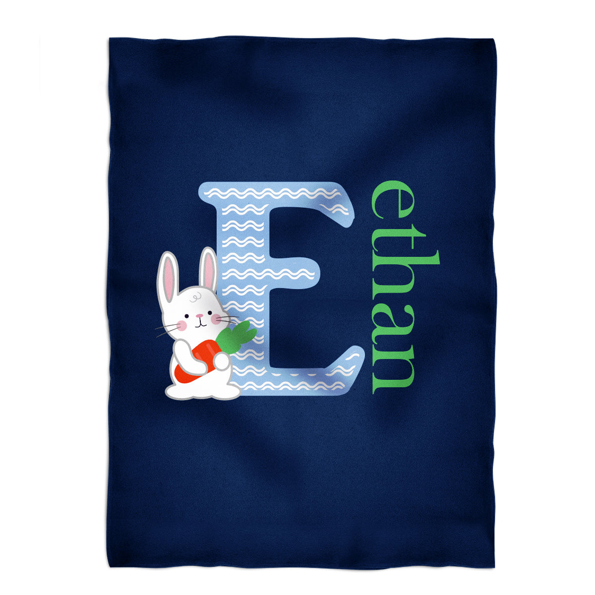 Bunny Initial and Name Navy Minky Blanket - Wimziy&Co.