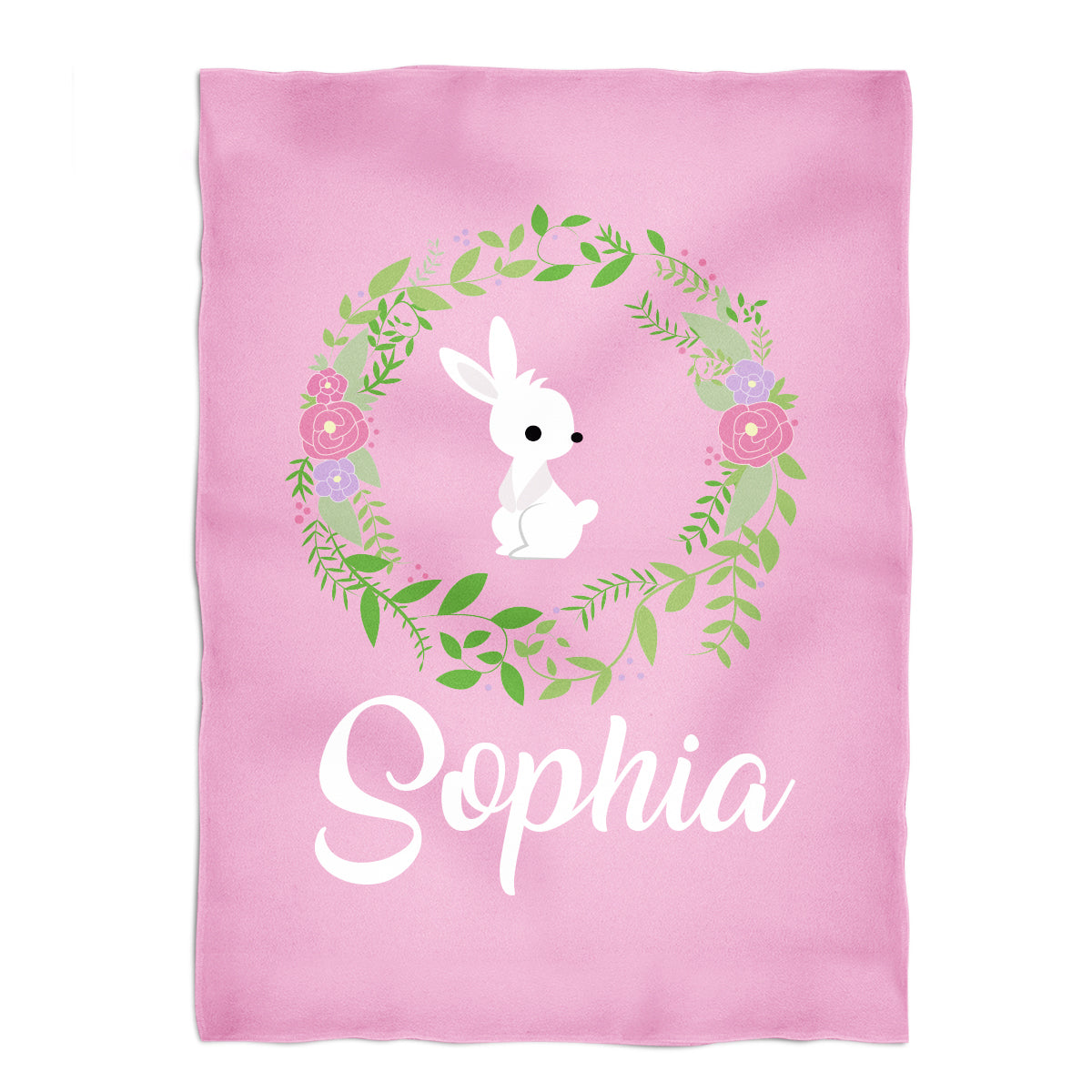 Bunny crown name light pink minky blanket - Wimziy&Co.