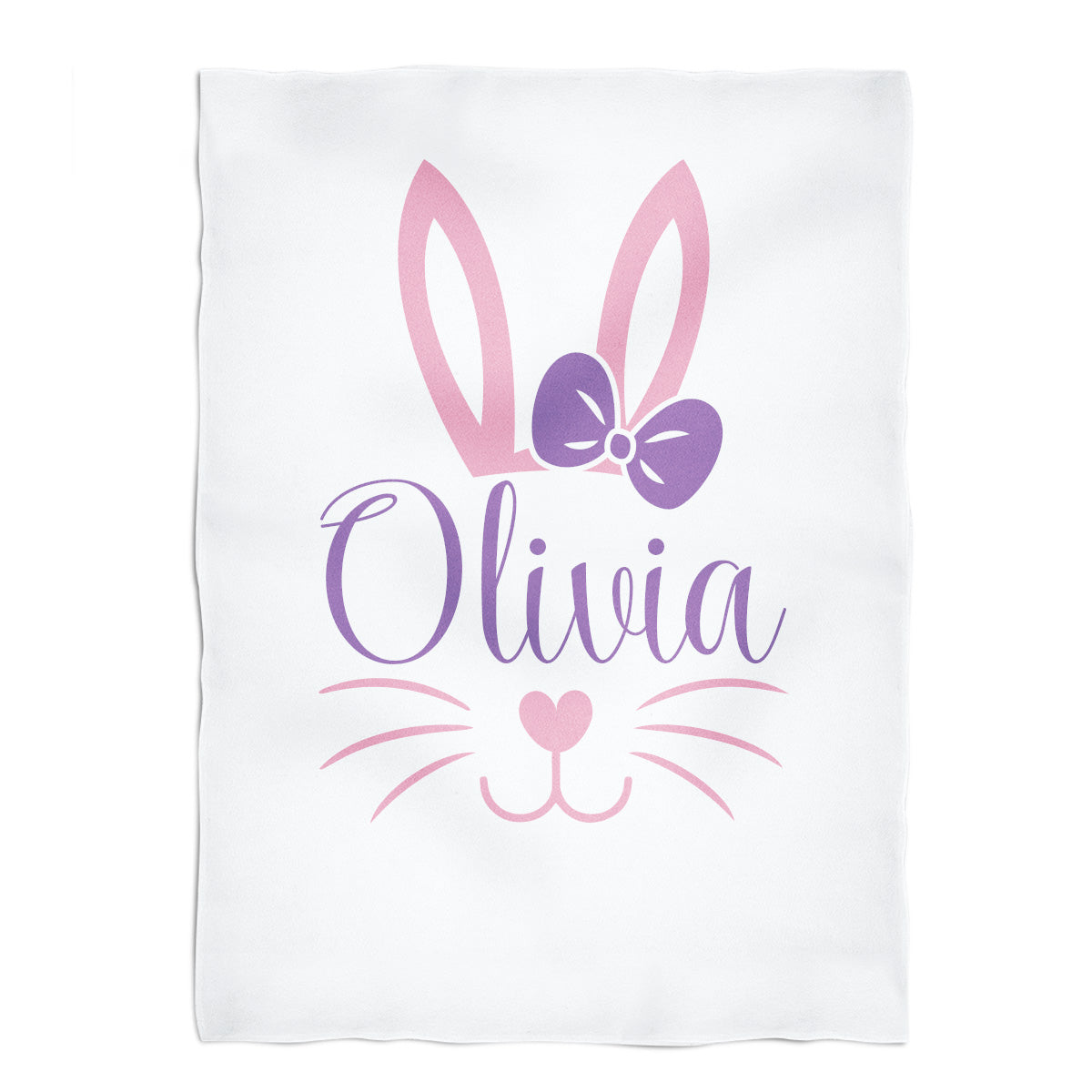 Bunny name white minky blanket - Wimziy&Co.