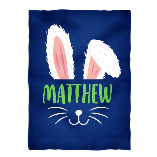 Bunny Name Navy Minky Blanket - Wimziy&Co.