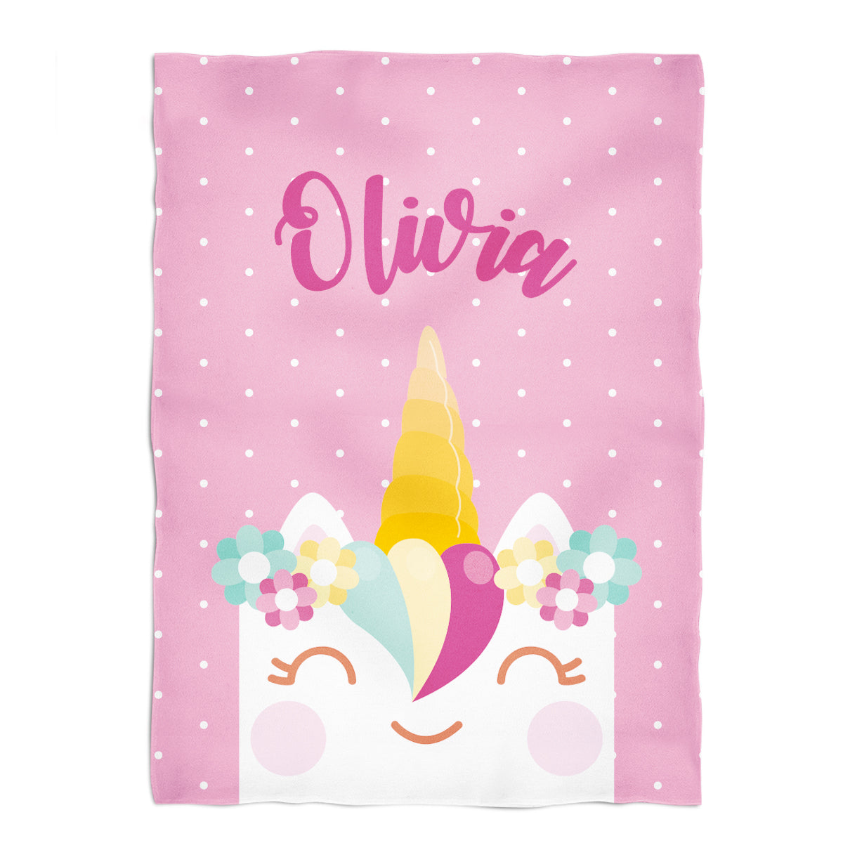Happy unicorn name pink blanket minky blanket - Wimziy&Co.