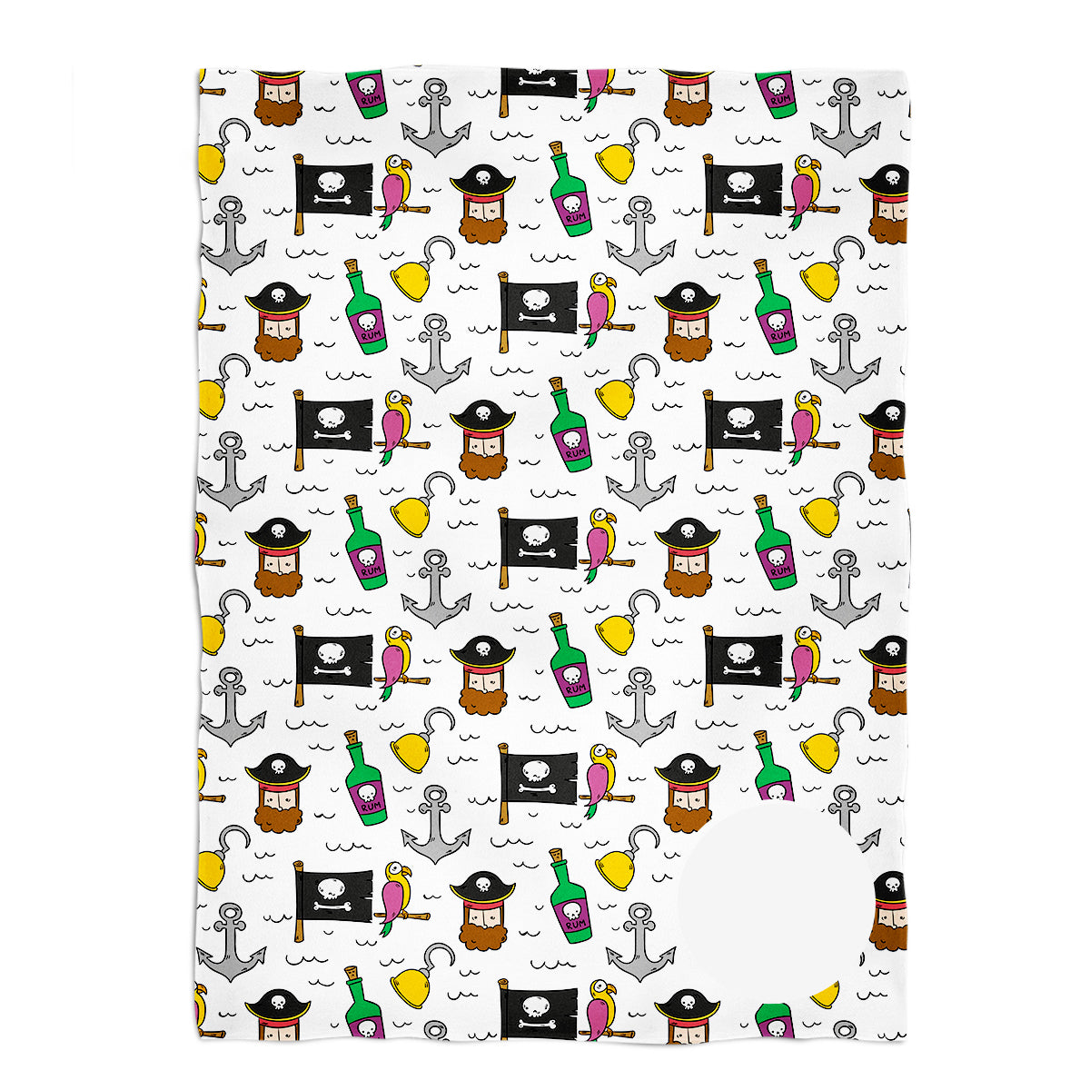 Pirates print monogram white minky blanket - Wimziy&Co.