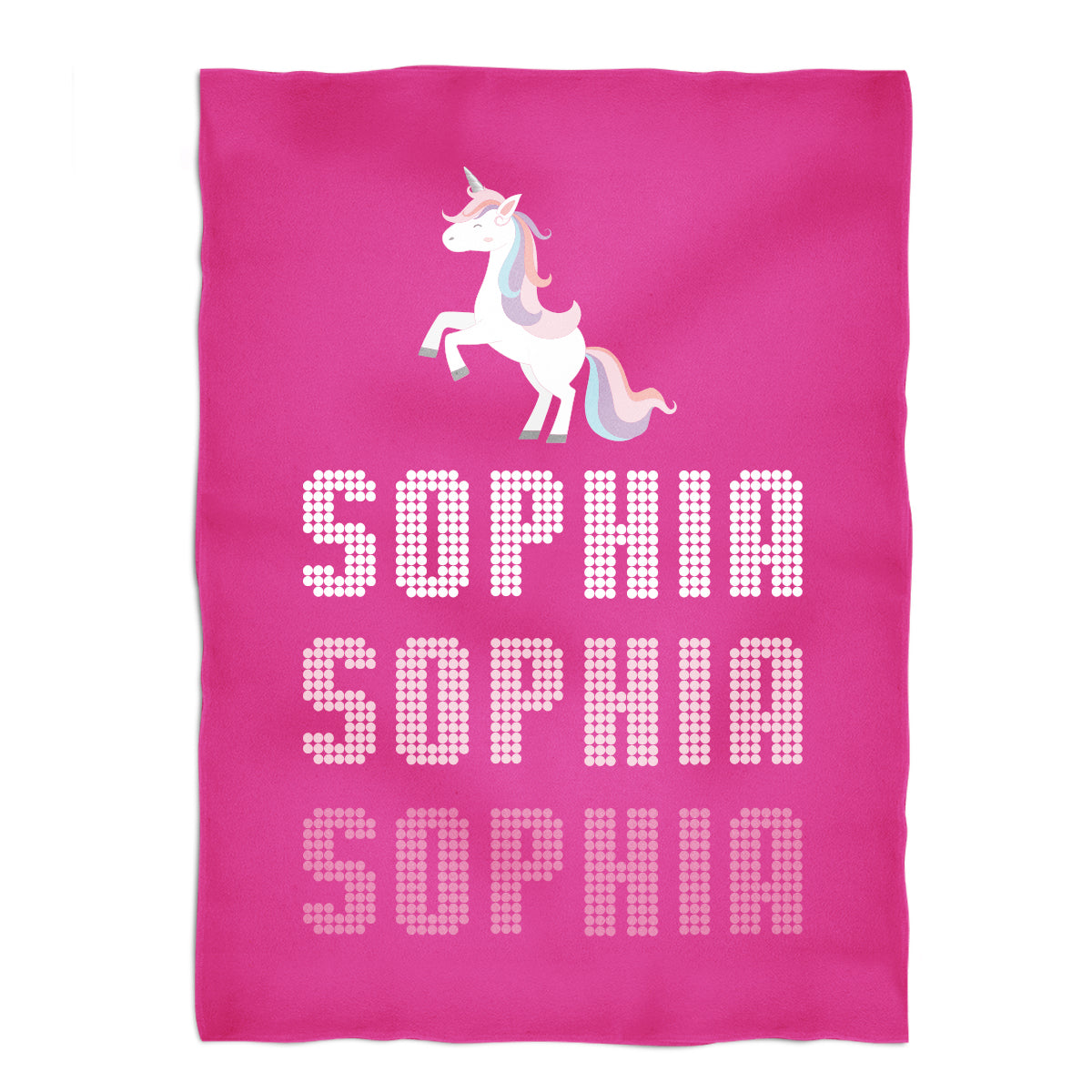 Hot pink and white unicorn fleece blanket with name - Wimziy&Co.