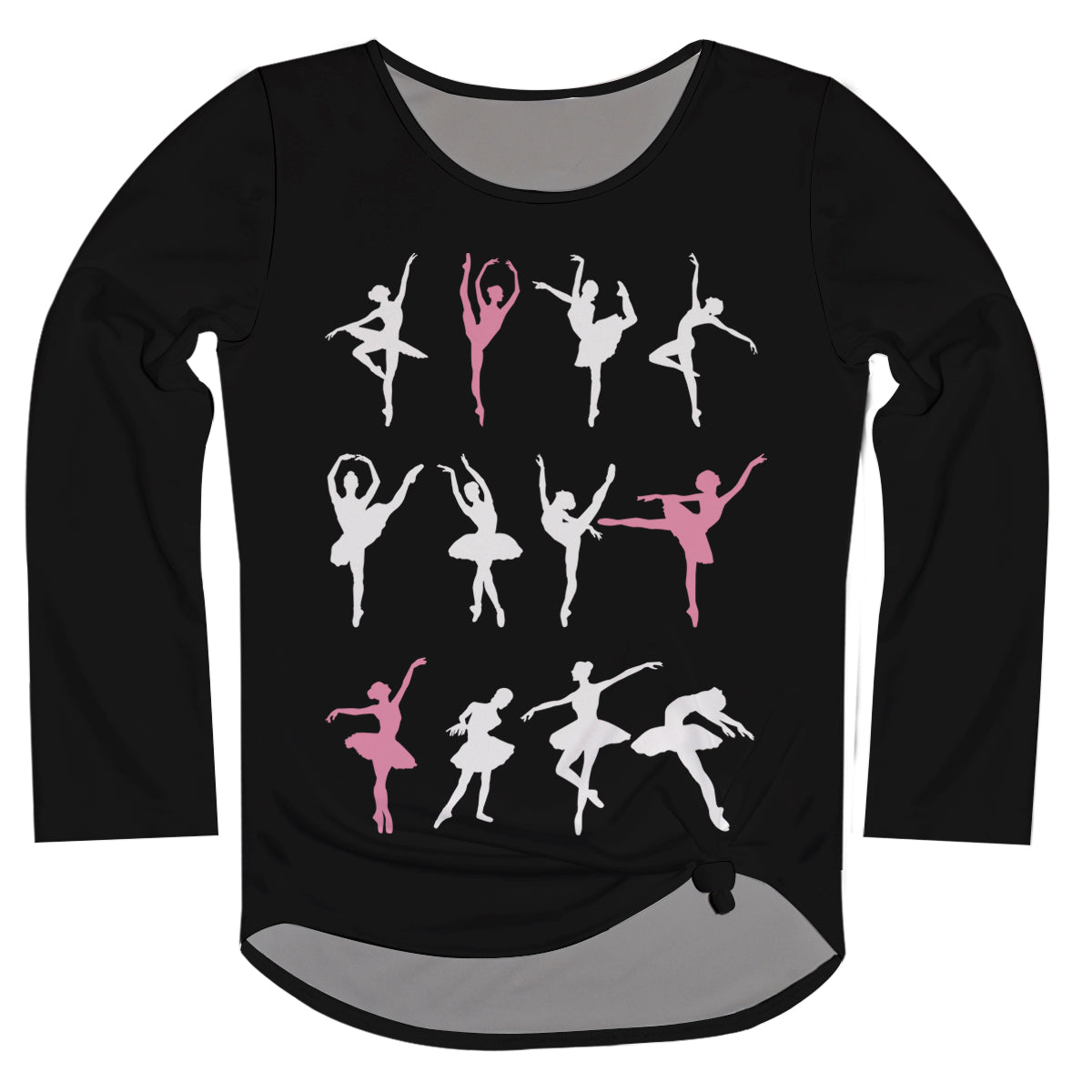 Ballerina Silhouette Black Long Sleeve Knot Top - Wimziy&Co.
