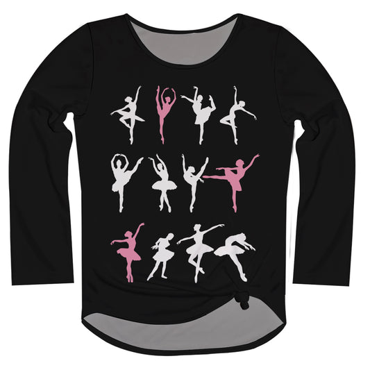 Ballerina Silhouette Black Long Sleeve Knot Top - Wimziy&Co.