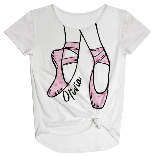 Ballet Slippers Name White Knot Top - Wimziy&Co.