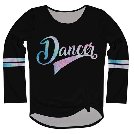 Dancer Black Long Sleeve Knot Top - Wimziy&Co.