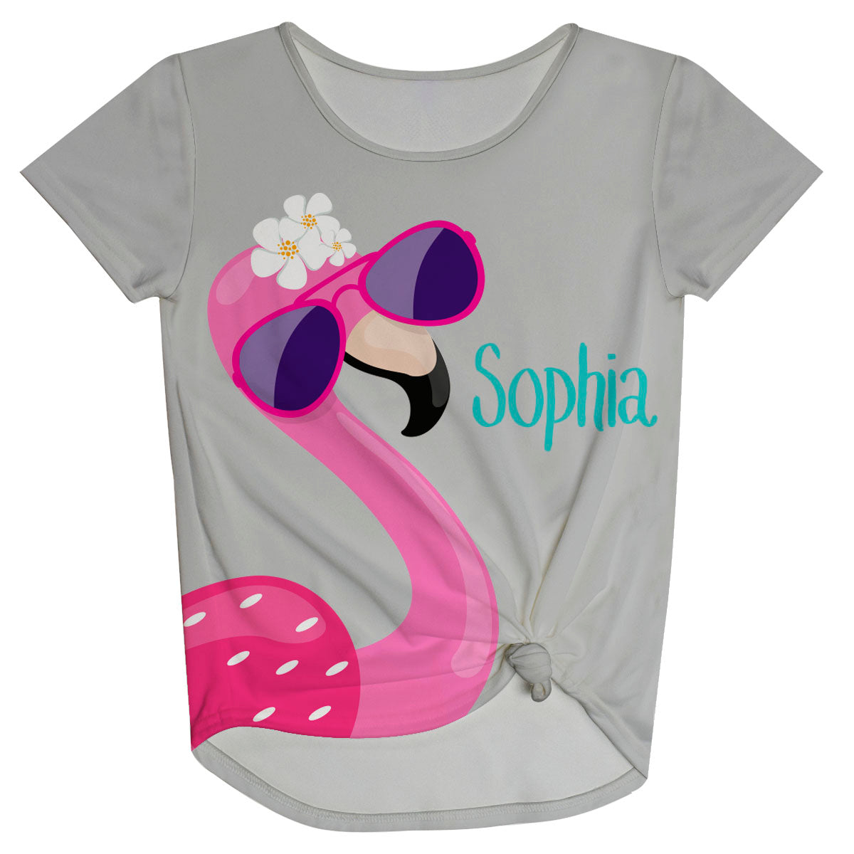 Flamingo Name Gray Knot Top - Wimziy&Co.