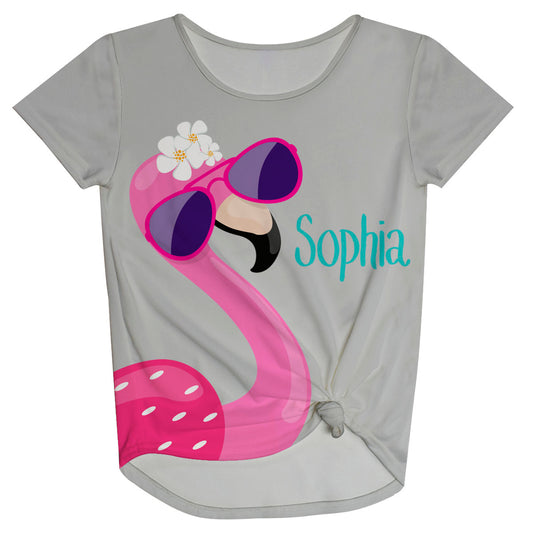 Flamingo Name Gray Knot Top - Wimziy&Co.