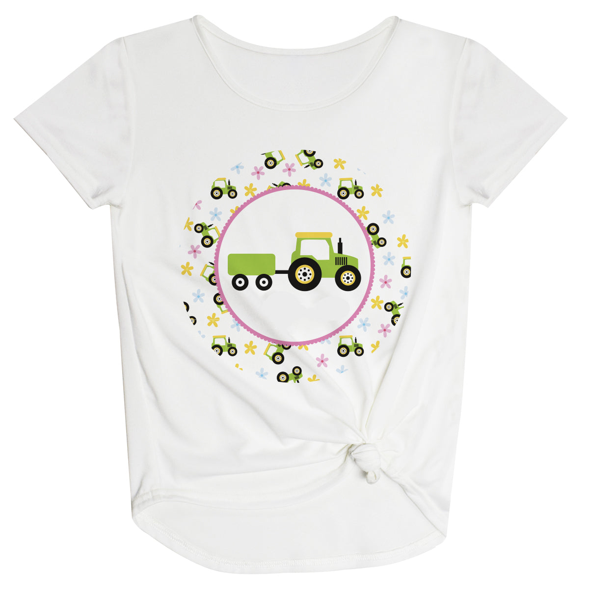 Tractor Personalized Name White Knot Top - Wimziy&Co.
