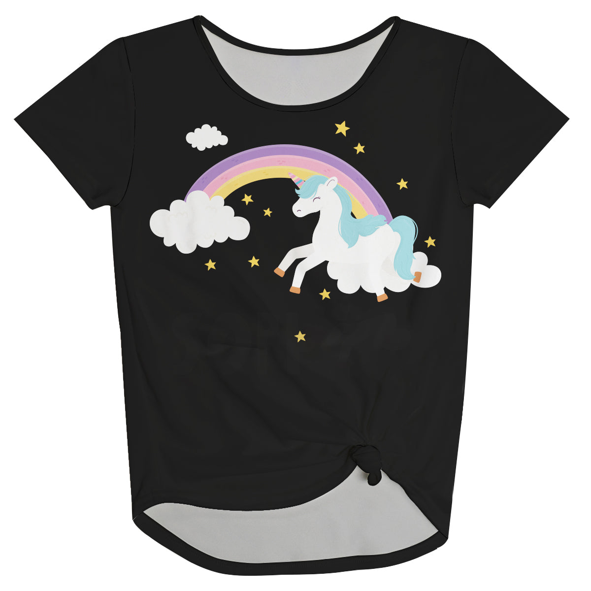 Unicorn Rainbow Name Black Knot Top - Wimziy&Co.