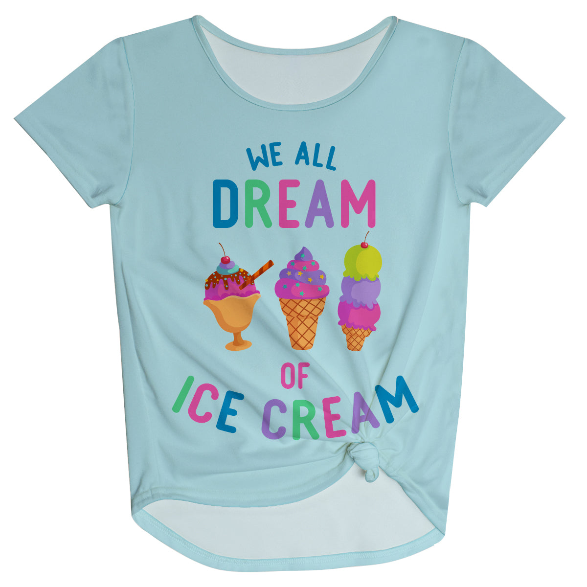 We Dream Of Ice Creem Light Blue Knot Top - Wimziy&Co.