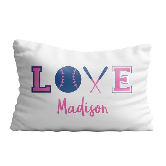 Love baseball name white pillow case - Wimziy&Co.