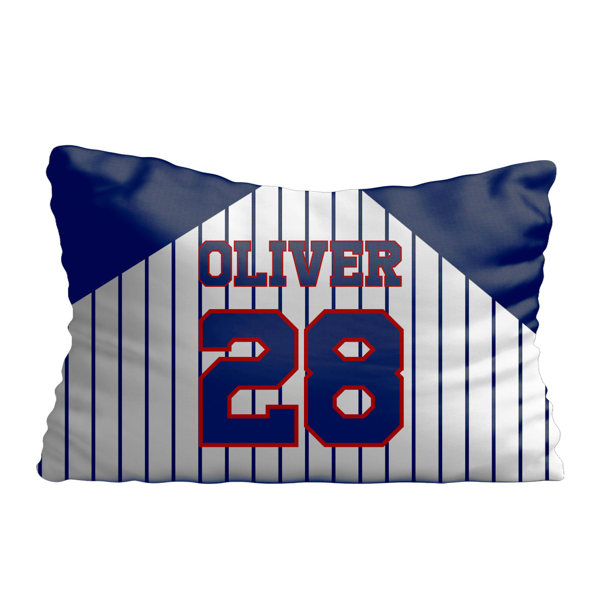Baseball name and number white and navy stripes pillow case - Wimziy&Co.