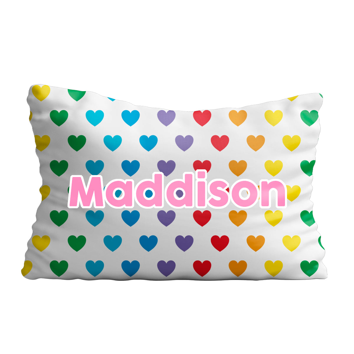 Hearts print name  white pillow case - Wimziy&Co.