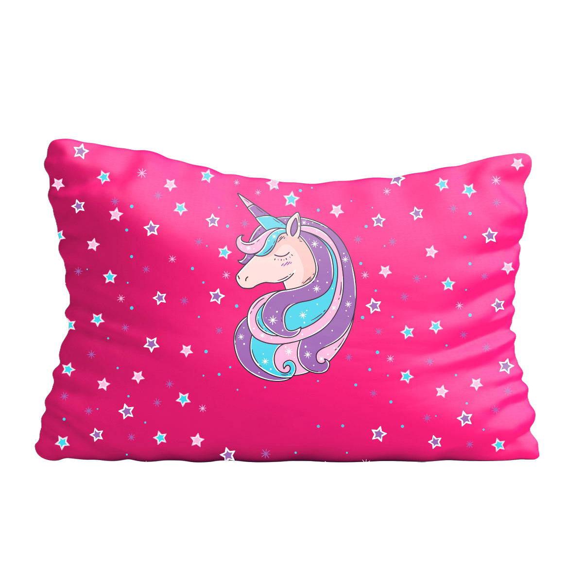 Unicorn and stars name pink pillow case - Wimziy&Co.