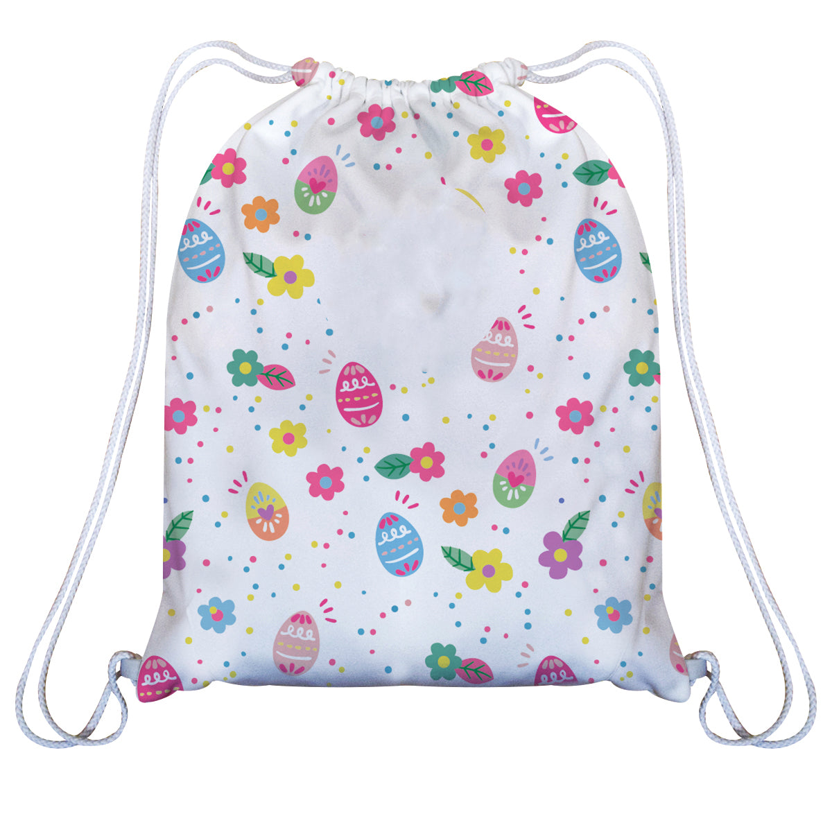Eggs and Flower Print Monogram White Easter Bag - Wimziy&Co.