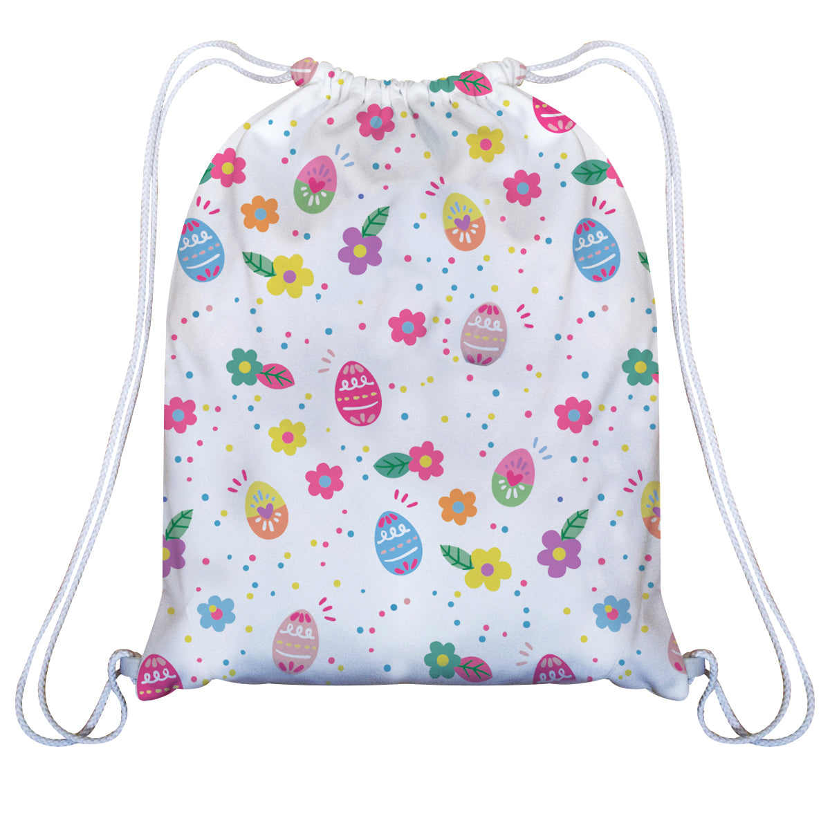 Eggs and Flower Print Monogram White Easter Bag - Wimziy&Co.