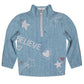 The Future Is Female Name Light Blue Denim Long Sleeve Quarter Zip - Wimziy&Co.