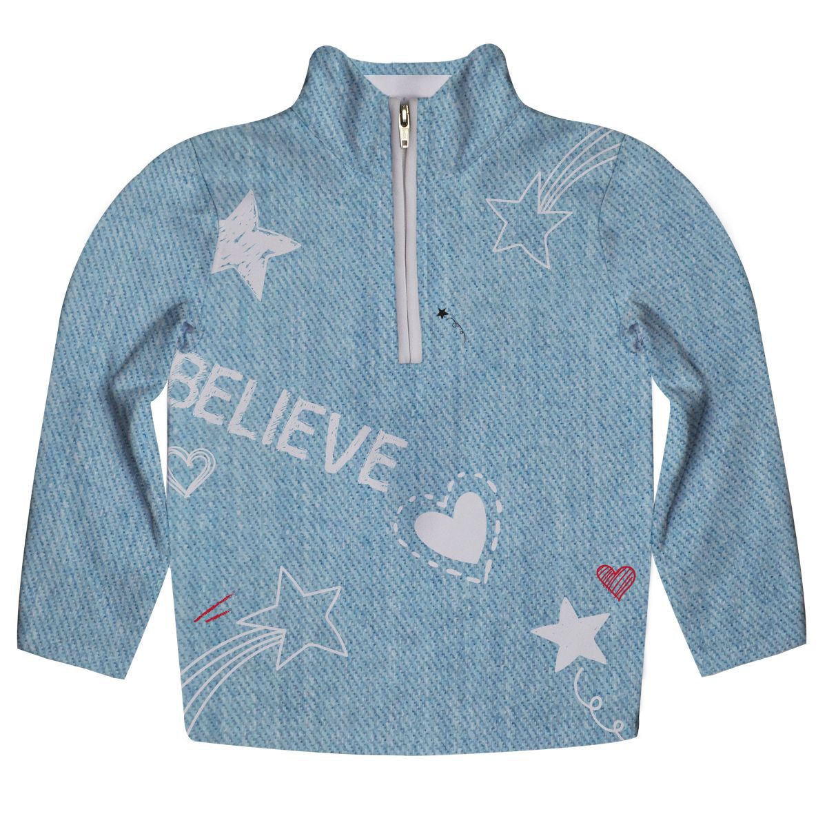 The Future Is Female Name Light Blue Denim Long Sleeve Quarter Zip - Wimziy&Co.